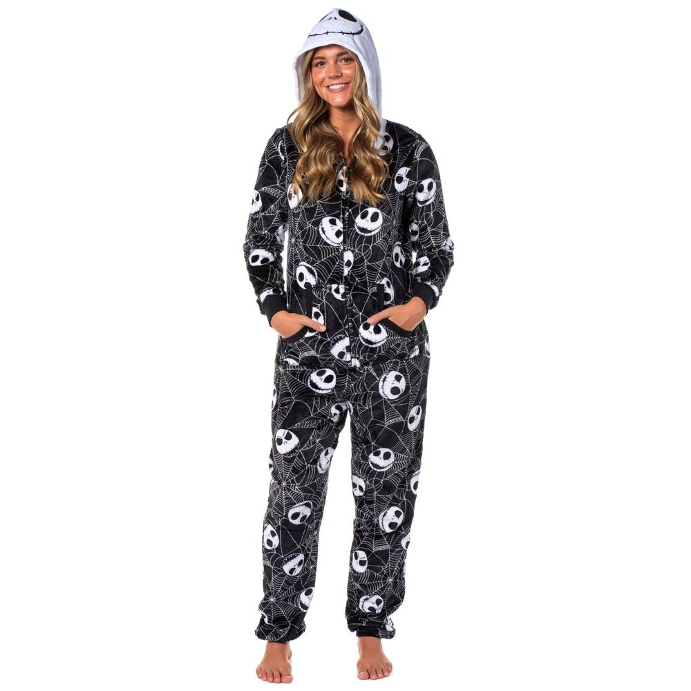 Disney Nightmare Before Christmas Jack Skellington 1 Piece Pajama Medium Fleece